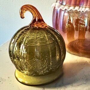 Pumpkin Tobacco Glass Pumpkin Cloche Candle